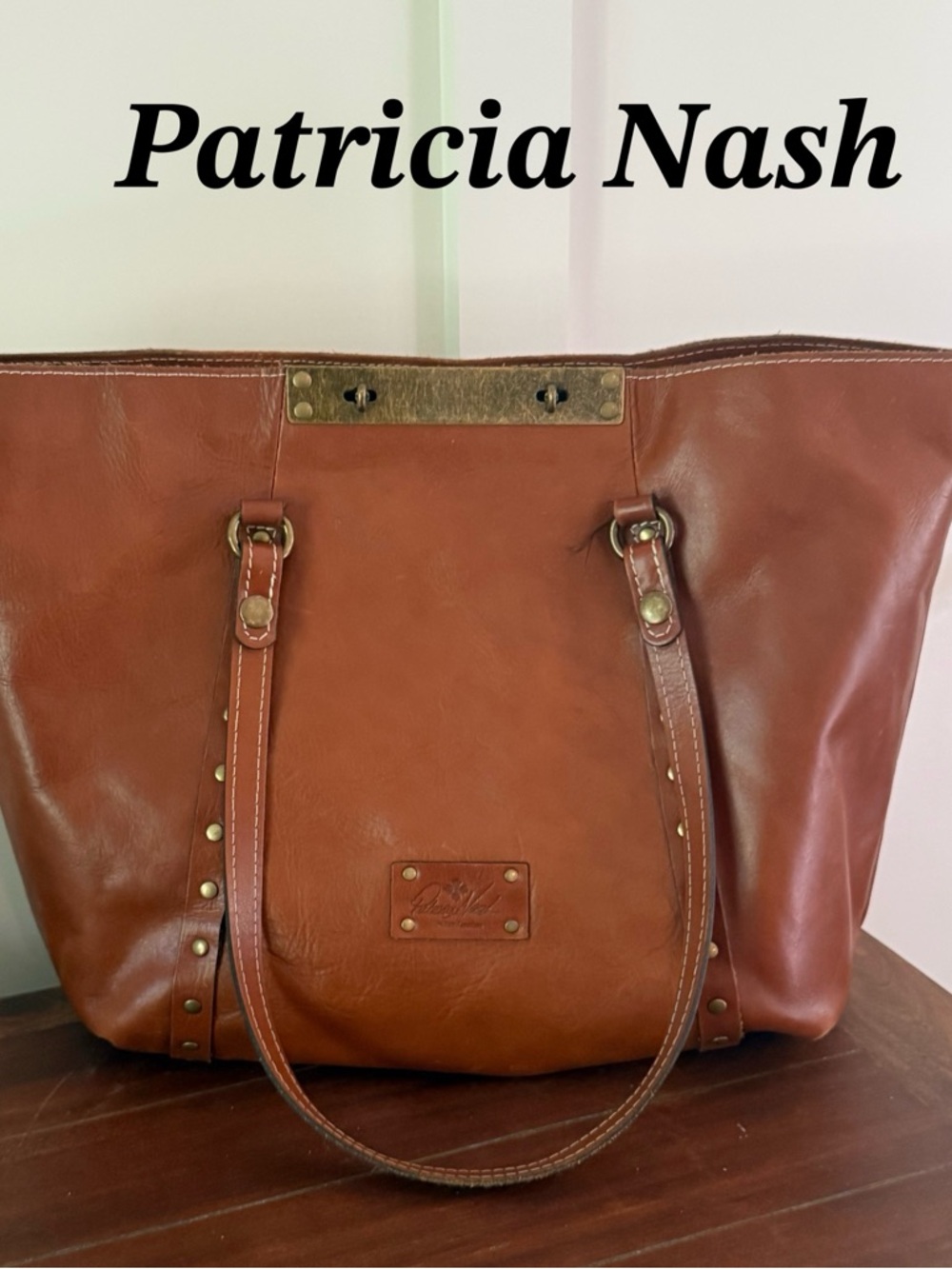 Patricia Nash Brown Leather Studded Tote